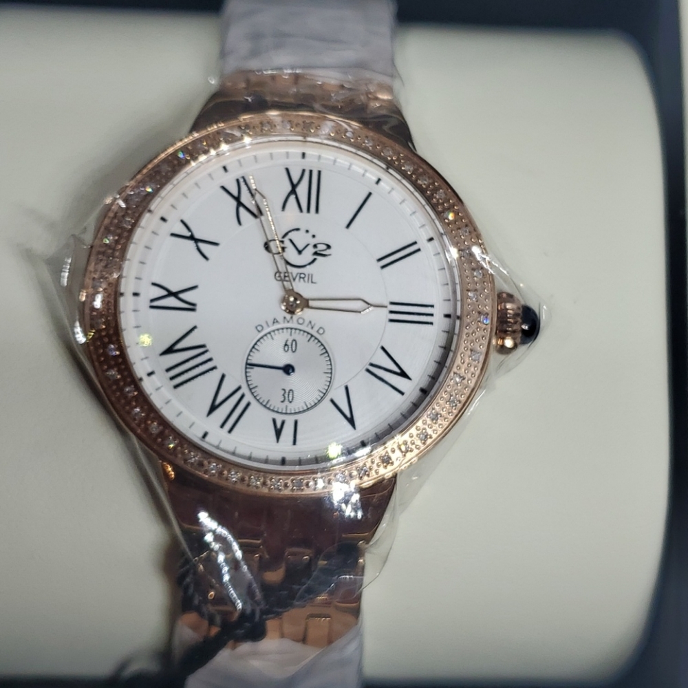 Rose Gold Real Diamond Bezel Watch GV2 BY GEVRIL - Picture 4 of 16